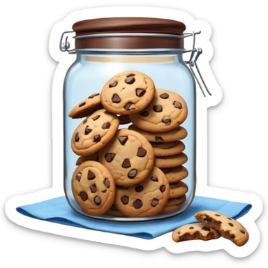 Open jar spilling cookies on counter sticker