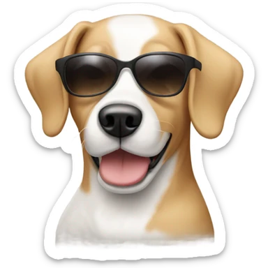 White and tan dog with sunglasses sticker