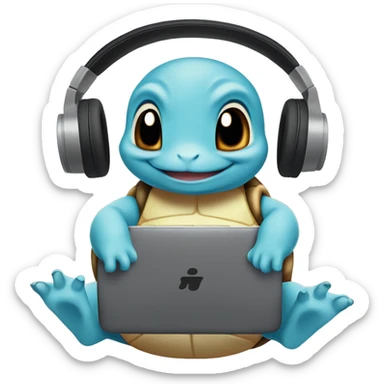 Squirtle listening to music sticker