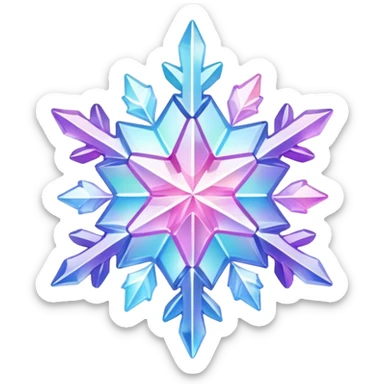 Gradient iridescent Pastel rainbow Pink violet blue crystal star snowflake  sticker