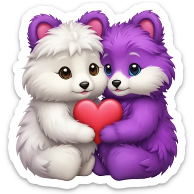 cute animals in love with hearts sticker