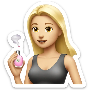 Blonde Girl spraying perfume  sticker