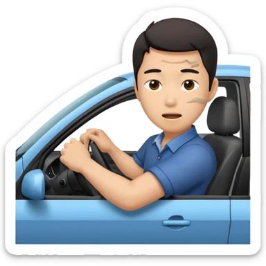 Asian driver crashing car sticker