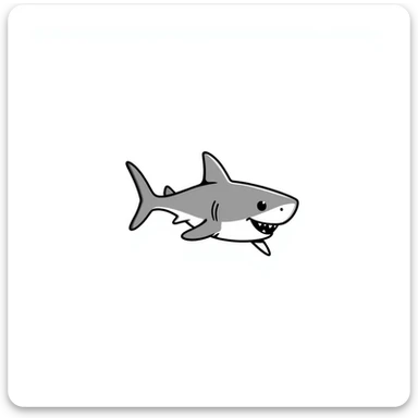 Hand-drawn shark with fins and tail sticker