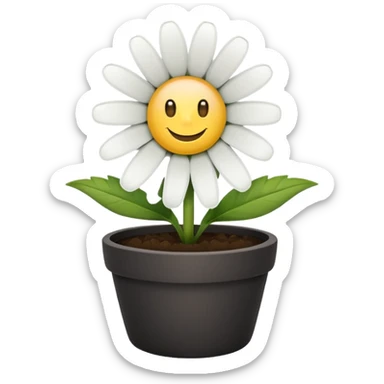 single flower daisy flower pot sticker