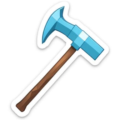 Minecraft diamond pickaxe with brown handle sticker