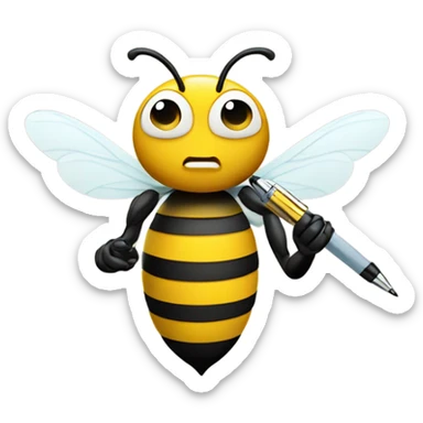 busy bee with pen sticker
