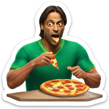 Shoaib Akhtar eating pizza sticker