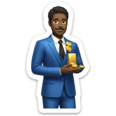 Posh-man-with-blue-suit-offering-goldbar sticker