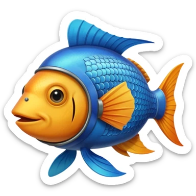 A fish wearing an airplane pilot’s helmet. sticker