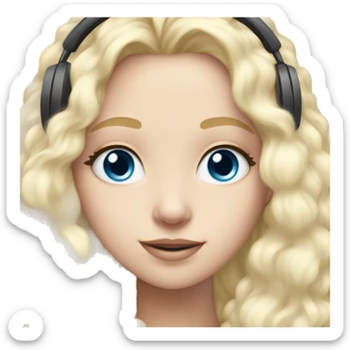 long blonde hair blue eyed girl white fluffy earmuffs sticker