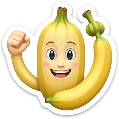 happy banana flexing biceps sticker