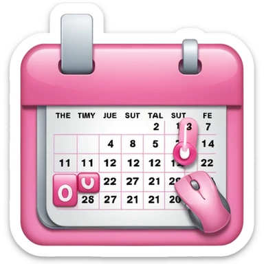 online booking icon -- calendar (pink) + mouse pointer sticker