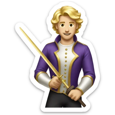 Gold gilded violet vintage man blonde hair fencing  sticker