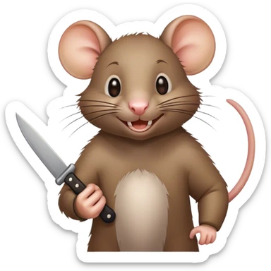 A rat with a knife smiling  sticker