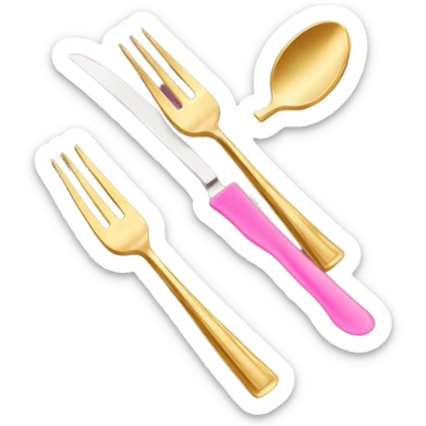  pink and gold knife and fork  sticker