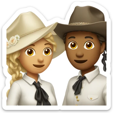 two women bridges getting married cowboy hats sticker