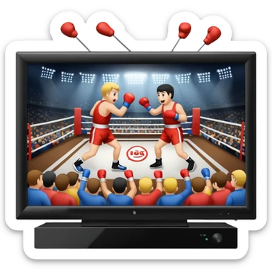 a boxing match shown on a television sticker