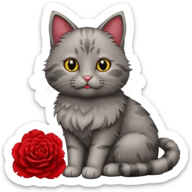 Cat and flower sticker