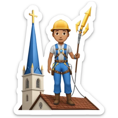 steeplejack man lightning conductor on a church spire sticker