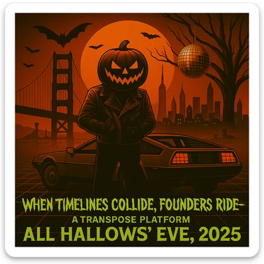 DO NOT CHANGE ANYTHING ELSE JUST MAKE THE FONT FOR WHEN TIMELINES COLLIDE, FOUNDERS RIDE, SPOOKY, RUNNY. KEEP THE SAME SIZE FONT.  sticker