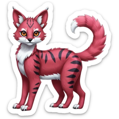 Colorful dark neon pastel gloomy edgy spooky evil tropical ruby exotic cute cool beautiful shiny beautiful fantasy-caracal-civet-genet-sergal-vernid-serval-Gryphon-Cacomistle-Trico-oncilla-animal-Fakémon-hybrid-fursona (full body) sticker