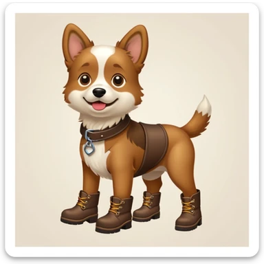 Hond met laarzen aan sticker