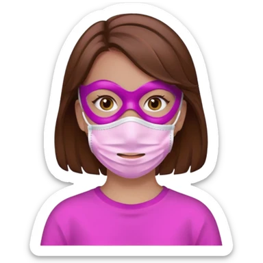 girl with a pink facemask sticker