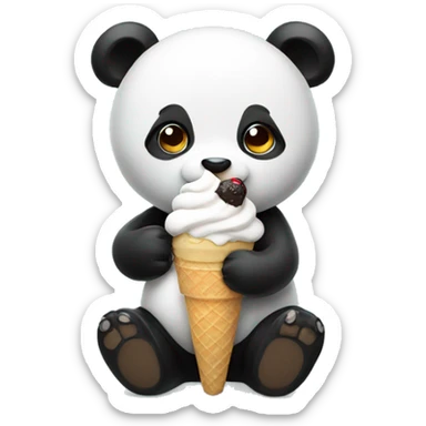 Panda eating ice cream sticker