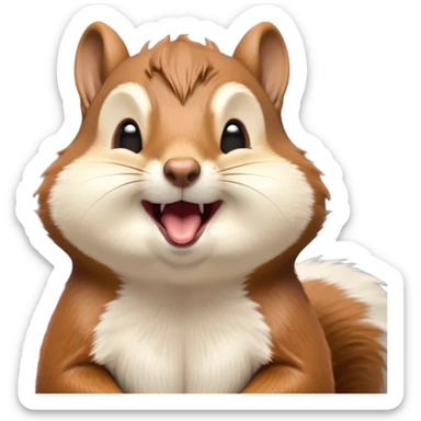 Cinematic Cute Yawning Squirrel Portrait Emoji, Head tilted slightly with a dramatic, wide-open yawn, showcasing a soft, downy auburn Fur with a fluffy tail and delicate cream accents, round eyes barely open in drowsy contentment, Simplified yet irresistibly adorable features, highly detailed, glowing with a soft, cozy glow, high shine, relaxed yet expressive, stylized with a touch of woodland charm, bright and endearing, soft glowing outline, capturing the essence of a sleepy yet affectionate squirrel, so drowsy it feels like it could scamper out of the screen and curl up for a nap! sticker