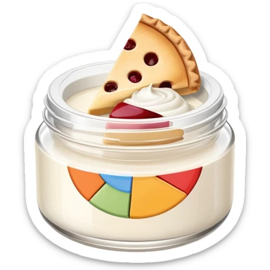 face cream jar with a pie chart on the lid indicating usage sticker