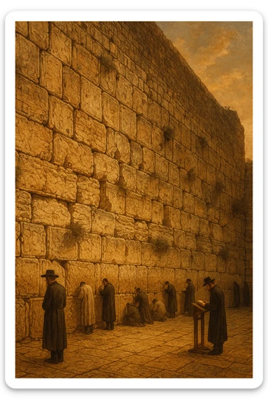 illustration of the Kotel (Western Wall), style 1, detailed, artistic sticker