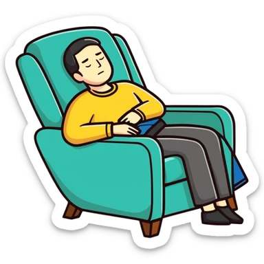 Recliner sleeping man sticker
