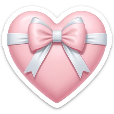 Pastel pink heart with white bow sticker
