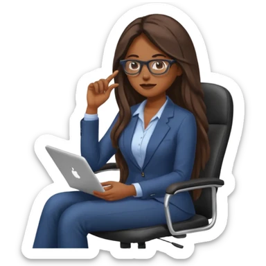 Woman from the Back of head with long hair sitting on an office chair googling sticker