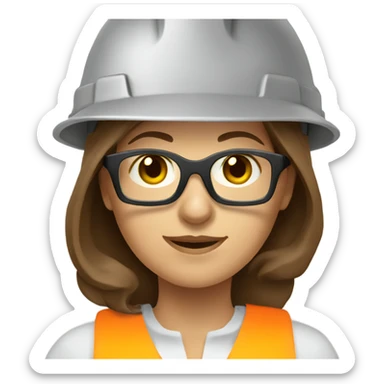 woman engineer wearing safety hat BROWN HAIR GLASSES sticker