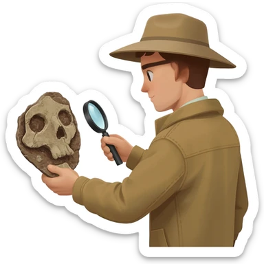 archaeologist is holding a magnifying glass sticker