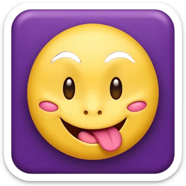 "A mischievous yellow emoji face with a sly, tilted smile, slanted eyebrows, and its tongue playfully sticking out to the side. The background is a deep purple. The expression looks naughty, teasing, and a little cheeky." sticker