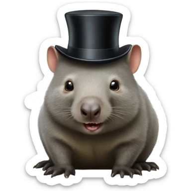 Wombat in top hat sticker