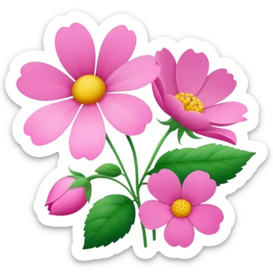 mazzo di fiori azzurri e rosa  sticker