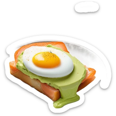 one avocado tost on brioche with salmon and eggs sticker