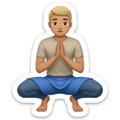 side view of a man kneeling and bowing, gesture of submission sticker