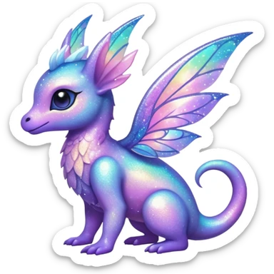 Pastel nebula glittery Randomly-faerie-drake-colored sparkly exotic Fakémon-creature sticker