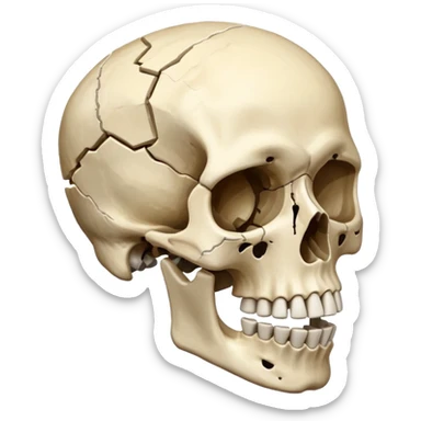Exploded skeleton head sticker