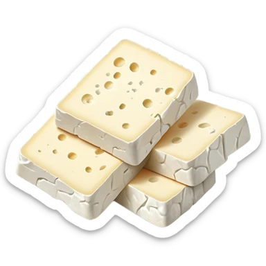 Feta Cheese Cinematic Realistic Feta Cheese Dish Emoji, depicted as slices of tangy, creamy feta cheese served on a plate, rendered with crisp textures and soft, natural lighting. sticker