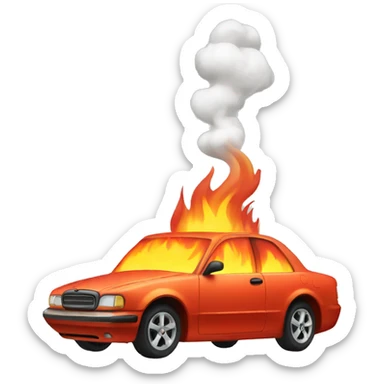 car on fire sticker