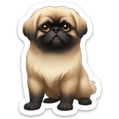 Black face pekingese beige body sticker