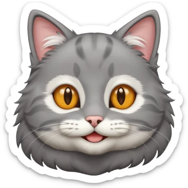 gray cat smile sticker