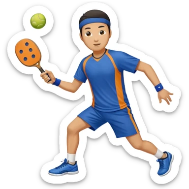 Asian man playing pickleball sticker