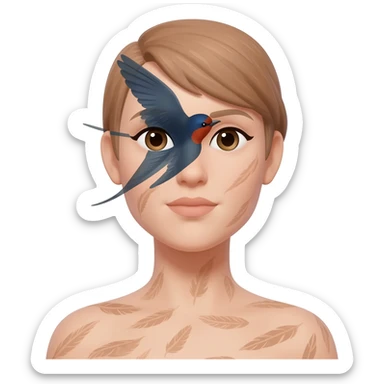 SWALLOW face, woman sticker